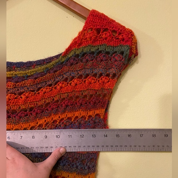 Handmade rainbow crocheted sweater vest / cap sleeve top - Picture 5 of 6